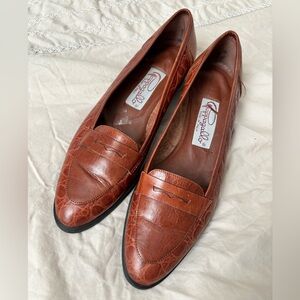 Pappagallo vintage Italian chestnut leather loafers mid century modern
